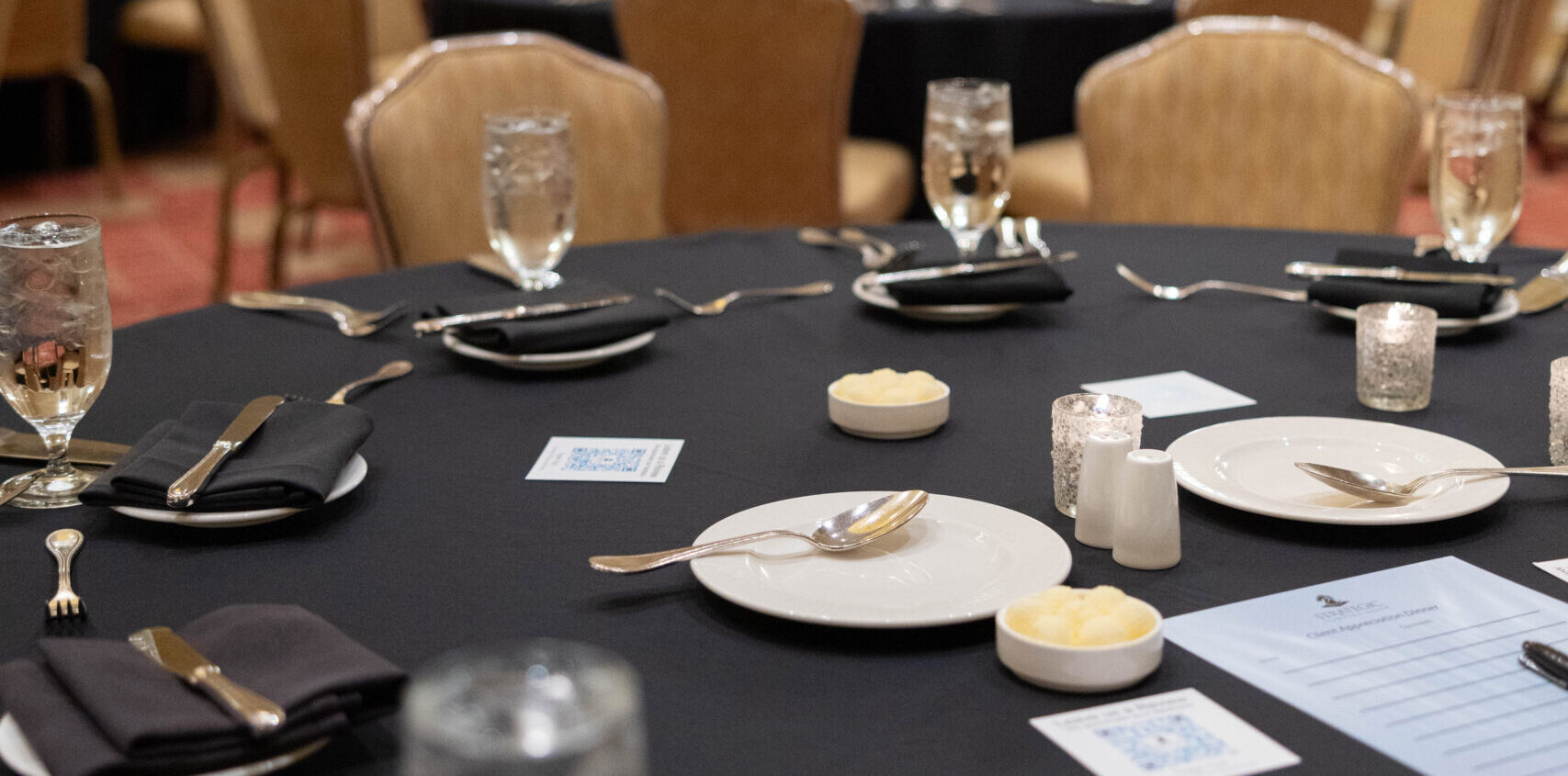 Set table at Client Appreciation Dinner